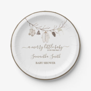 Merry Little Christmas Winter Baby Shower Paper Plate