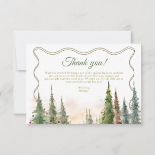 Merry Little Christmas Winter Baby Shower  Thank You Card