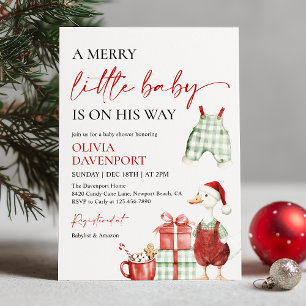 Merry Little Christmas Winter Boy Baby Shower  Invitation