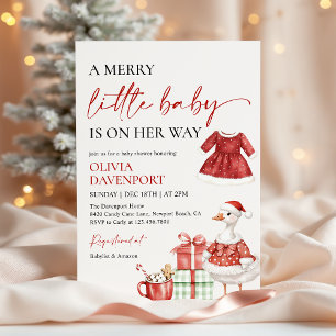 Merry Little Christmas Winter Girl Baby Shower  Invitation