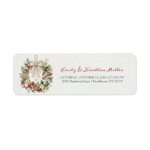 Merry Little Christmas Wreath Baby Shower Return Address Label