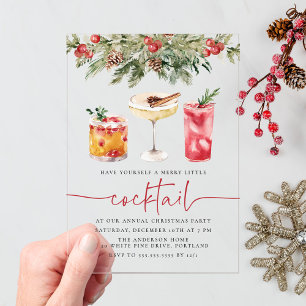 Merry Little Cocktails Holiday Party Acrylic Invitations