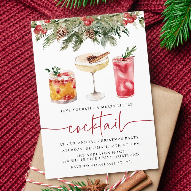 Merry Little Cocktails Holiday Party Invitation (Creator Uploaded)