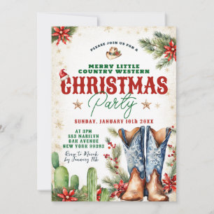 Merry Little Country Western Christmas Party Invitation