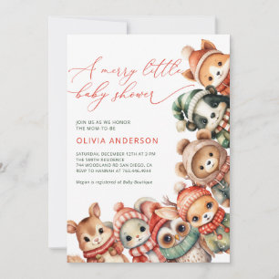 Merry Little Cute Animals Baby Shower Invitation