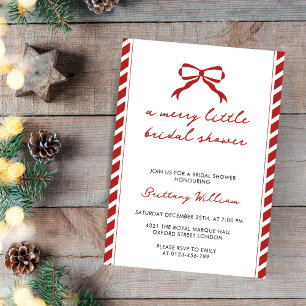 Merry Little Elegant Christmas Bow Bridal Shower Invitation