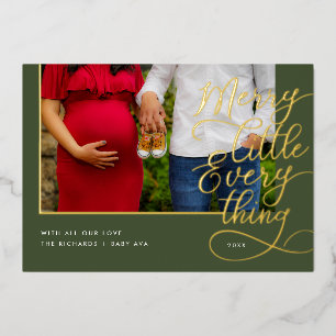Merry Little Everything Baby On the Way Photo Foil Holiday Card