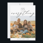 Merry Little Everything, Family Photo Layover Holiday Card<br><div class="desc">Merry Little Everything, Happiest Holidays, Merry Christmas. Celebrate the season with this family photo card (printed and / or instant download), in modern contemporary gentle romantic script themed layover. It is fully customisable and personalised with your own greeting messages. It is simple, easy, yet modern minimalist and festive. This is...</div>