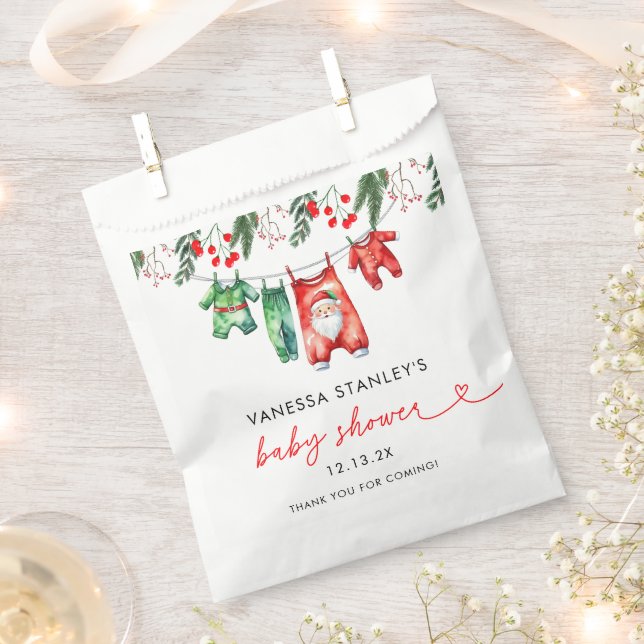 Merry Little Floral Christmas Santa Baby Shower Favour Bag (Clipped)