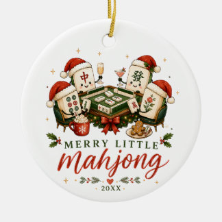 Merry Little Mahjong Tile Christmas Ceramic Ornament