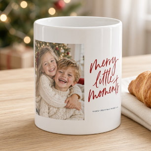 Merry Little Moments Red Script Christmas Photo Coffee Mug