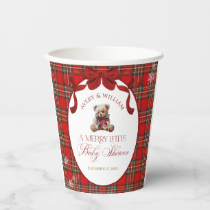 Merry Little Red Bow Christmas Plaid  Paper Cups