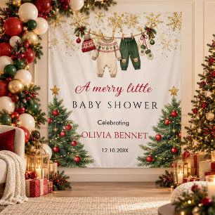 Merry Little Red Green Christmas Baby Shower  Tapestry