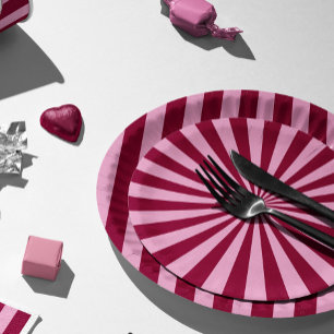 Merry little red stripe Christmas Party Plate