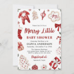 Merry Little Red Winter Xmas Christmas Baby Shower Invitation<br><div class="desc">Merry Little Red Winter Christmas Baby Shower Invitation</div>