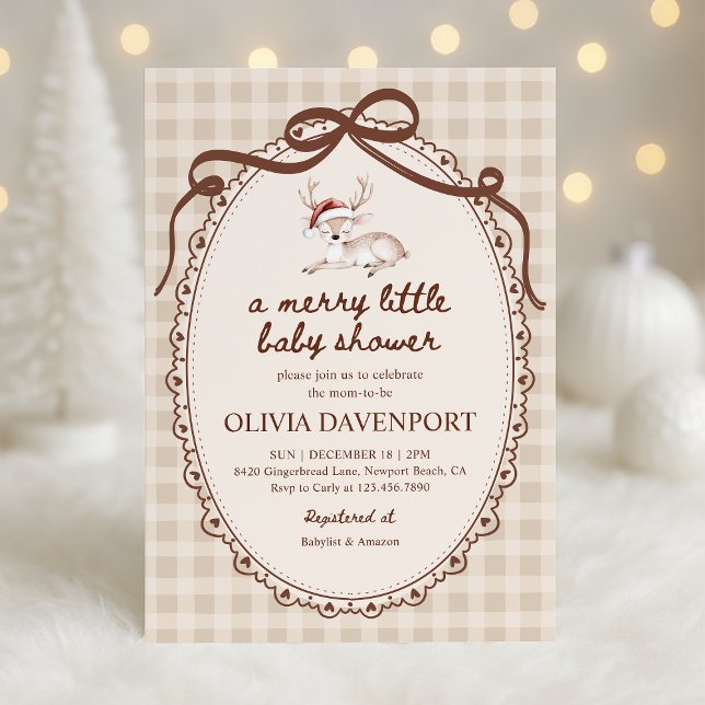 Merry Little Reindeer Winter Christmas Baby Shower Invitation (Creator Uploaded)
