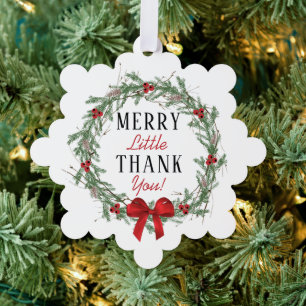 Merry Little Thank You Christmas Bridal Shower Tree Decoration Card