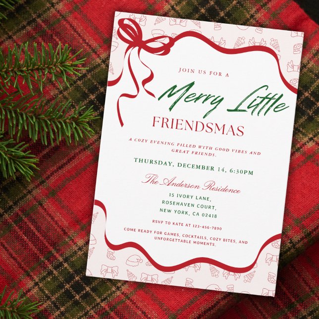 Merry Little Whimsical Friendsmas Christmas Party Invitation (Creator Uploaded)