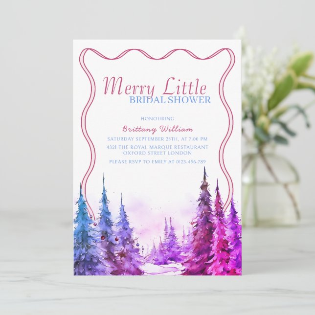 Merry Little Winter Bridal Shower Rustic Christmas Invitation (Standing Front)