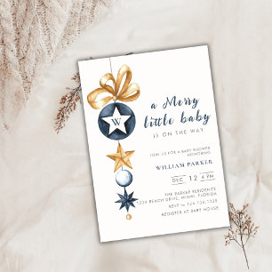 Merry Little Winter Monogram Baby Shower Invitation
