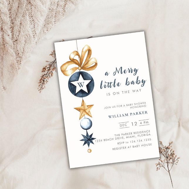 Merry Little Winter Monogram Baby Shower Invitation (Merry Little Winter Monogram Baby Shower Invitation)