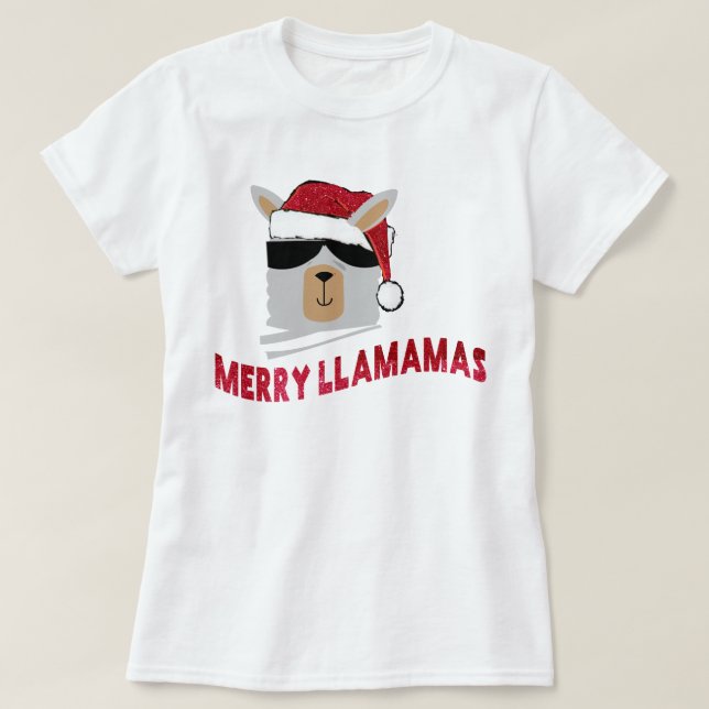 Merry Llamamas: Custom Christmas Llama Tee (Design Front)