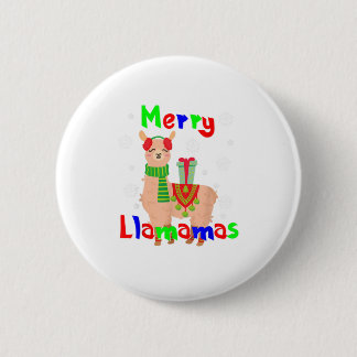 Merry Llamas Christmas 6 Cm Round Badge