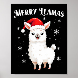 Merry Llamas Funny Christmas Llama Animal Holiday  Poster