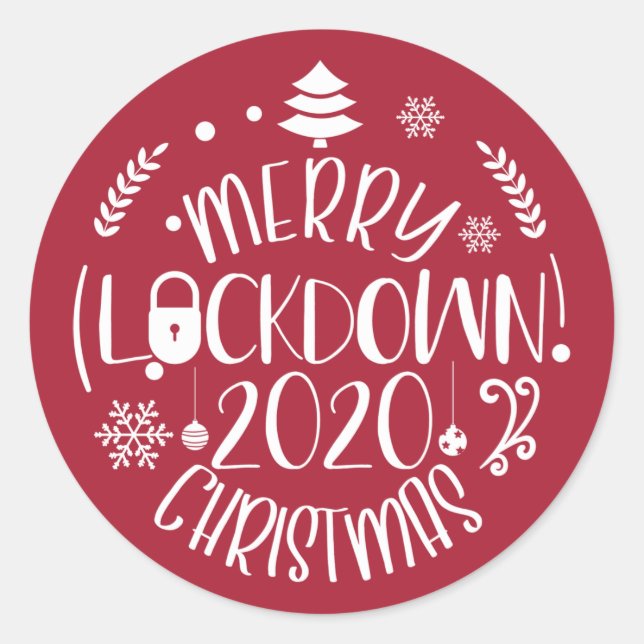 Merry lockdown 2020 Christmas Classic Round Sticker (Front)
