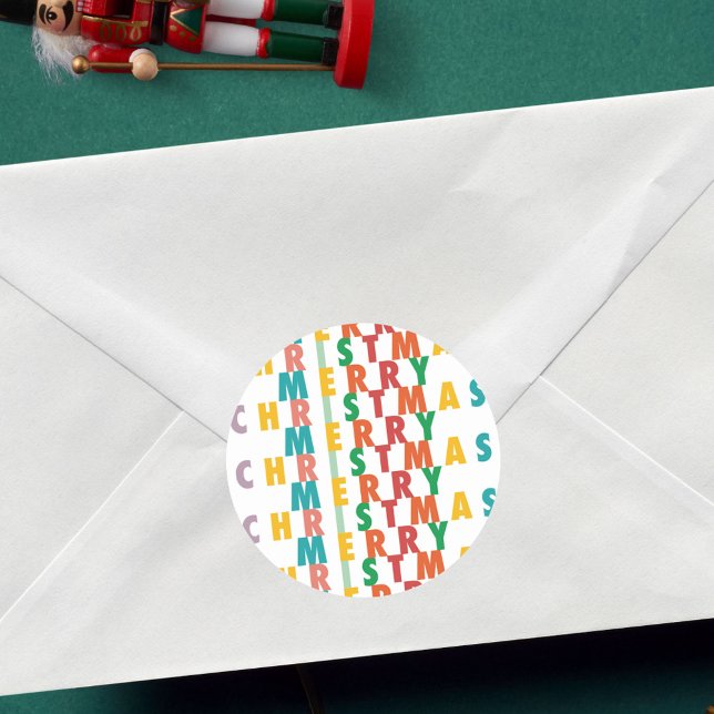 MERRY LOVE JOY | COLORFUL CHRISTMAS CLASSIC ROUND STICKER (Creator Uploaded)