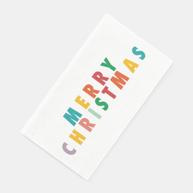 MERRY LOVE JOY | COLORFUL CHRISTMAS NAPKIN (Corner)