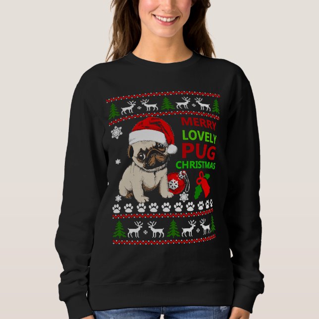 Merry lovely pug christmas funny Essential T-Shirt Sweatshirt (Front)