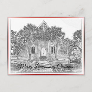 Merry Lowcountry Christmas Bluffton Church Sketch Holiday Postcard