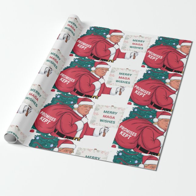 Merry MAGA Wishes Wrapping Paper (Unrolled)