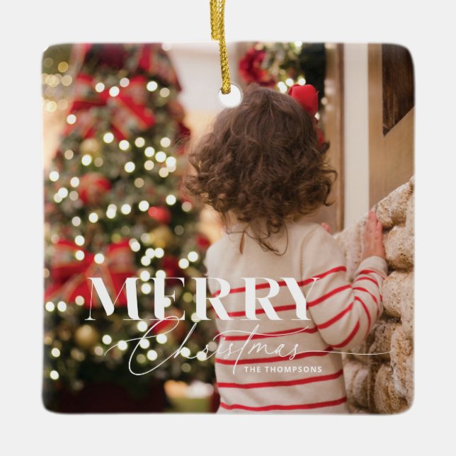 Merry Magic Christmas Photo Ornament (Front)