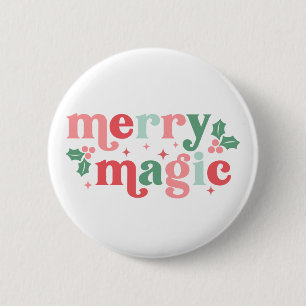 Merry Magic - Colourful Holiday Typography 6 Cm Round Badge