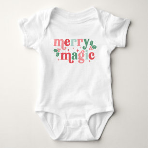 Merry Magic - Colourful Holiday Typography Baby Bodysuit