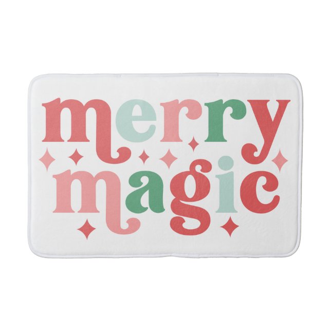 Merry Magic - Colourful Holiday Typography Bath Mat (Front)