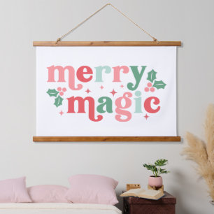 Merry Magic - Colourful Holiday Typography Hanging Tapestry