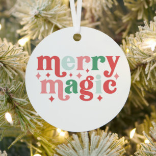 Merry Magic - Colourful Holiday Typography Metal Tree Decoration