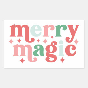 Merry Magic - Colourful Holiday Typography Rectangular Sticker