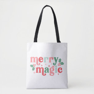 Merry Magic - Colourful Holiday Typography Tote Bag