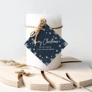 Merry Magic   Navy & White Snowflake Christmas Favour Tags