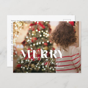 Merry Magic Script Serif Christmas Photo Postcard
