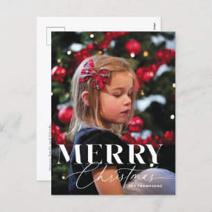 Merry Magic Script Serif Christmas Portrait Photo Holiday Postcard