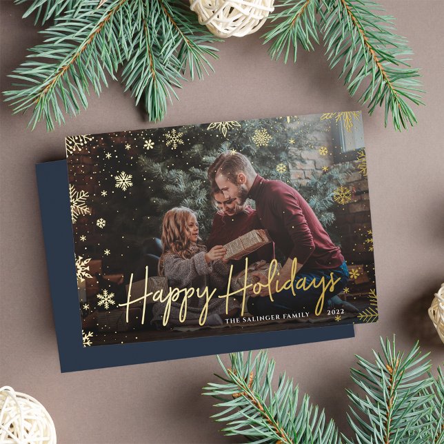 Merry Magic | Snowflake Overlay Photo Christmas Foil Holiday Card (Creator Uploaded)