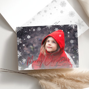 Merry Magic Snowflake Overlay Photo Christmas Holiday Card
