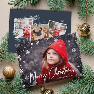 Merry Magic Snowflake Overlay Photo Christmas Holiday Card