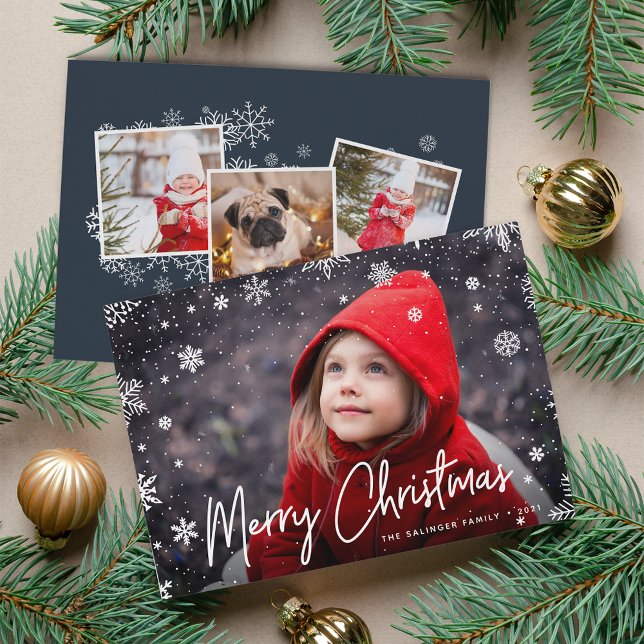 Merry Magic | Snowflake Overlay Photo Christmas Holiday Card (Creator Uploaded)