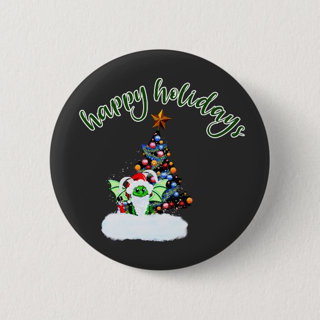 Merry & Magical Christmas with a Dragon Twist 6 Cm Round Badge (Front)